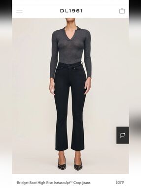 DL1961 Bridget Boot High-Rise Instasculpt™ Crop Jeans - Black Inseam 27 Size 26